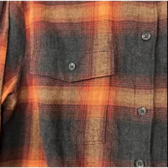 Old Navy Evermore Flannel Shirt women's Medium orange plaid Swiftie Eras tour - Picture 5 of 13